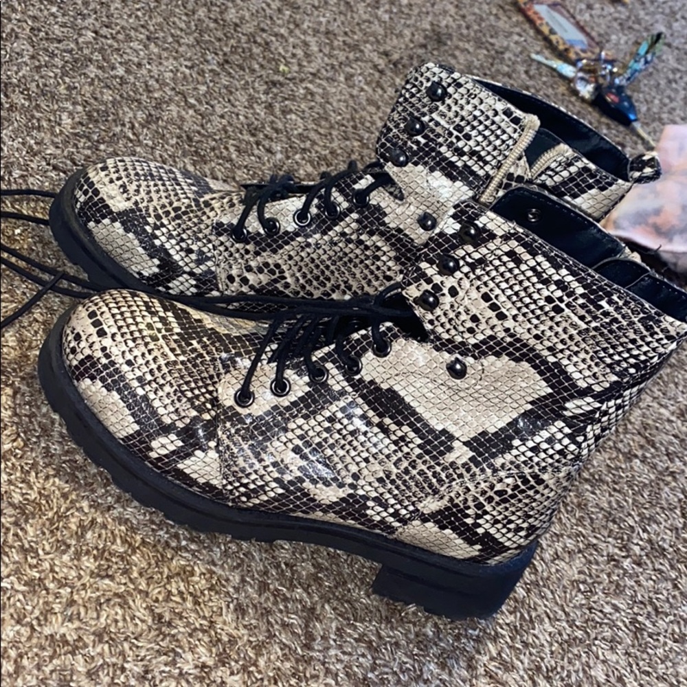 combat boots snake skin